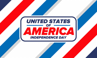 Independence Day in United States of America. The Fourth of July. Happy national holiday, celebrated annual in July 4. American flag. Country freedom day. Patriotic event design. Vector poster