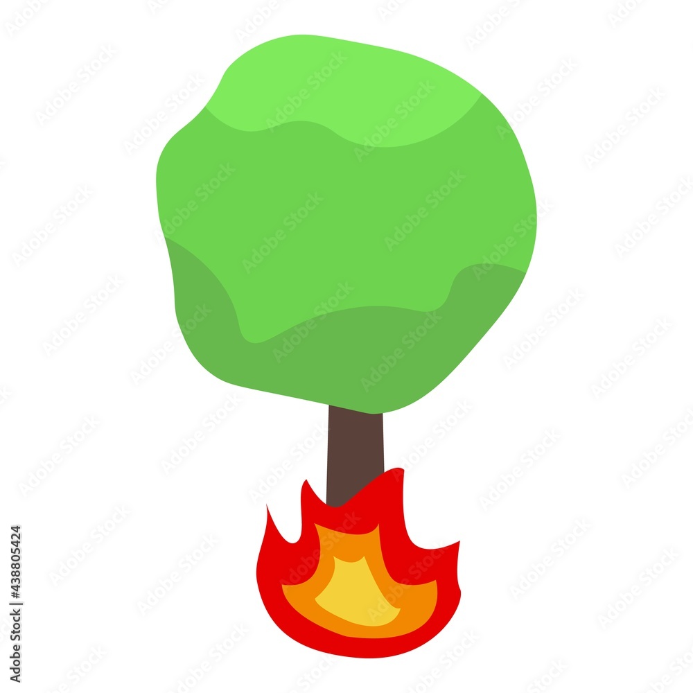 Poster burning maple tree icon. isometric of burning maple tree vector icon for web design isolated on whit