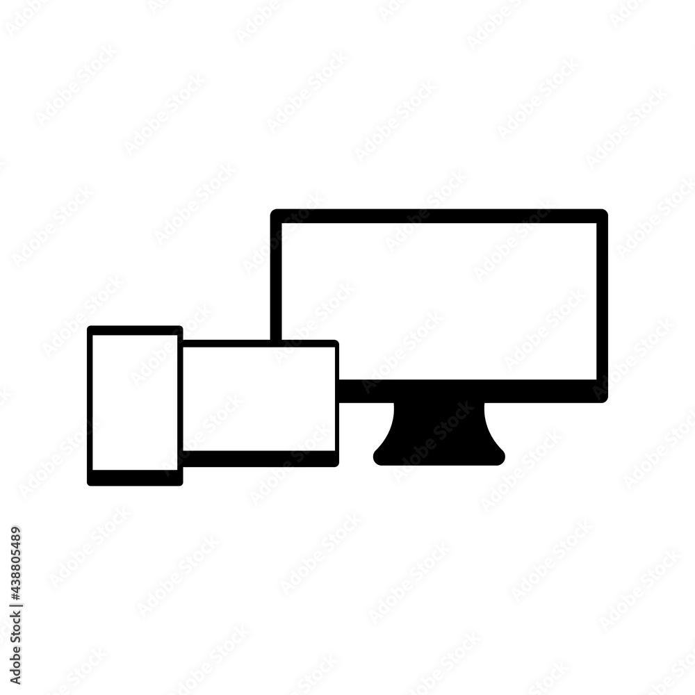 Poster realistic vector set of tablet, phone and computer with empty white screens