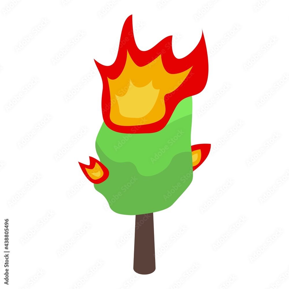 Poster burning forest tree icon. isometric of burning forest tree vector icon for web design isolated on wh