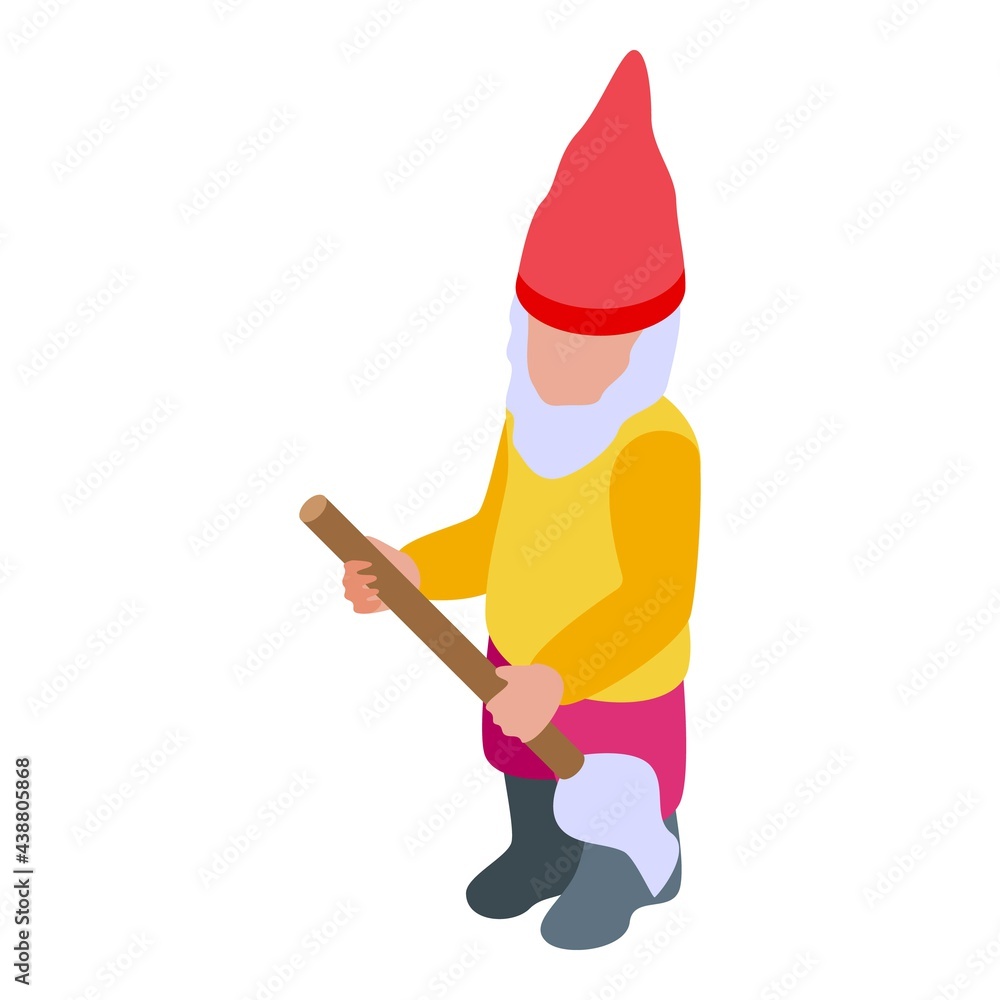 Wall mural gnome with broom icon. isometric of gnome with broom vector icon for web design isolated on white ba - Wall murals