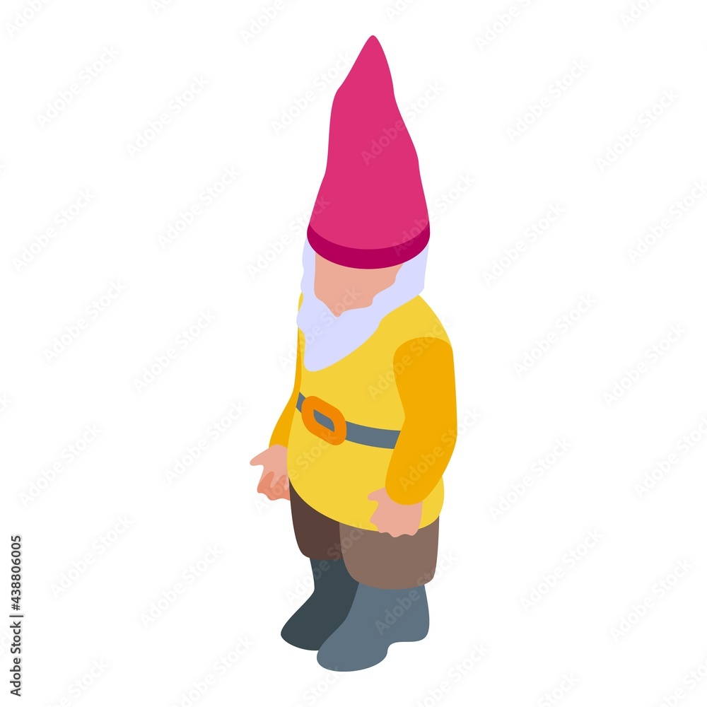 Wall mural gnome in yellow coat icon. isometric of gnome in yellow coat vector icon for web design isolated on  - Wall murals