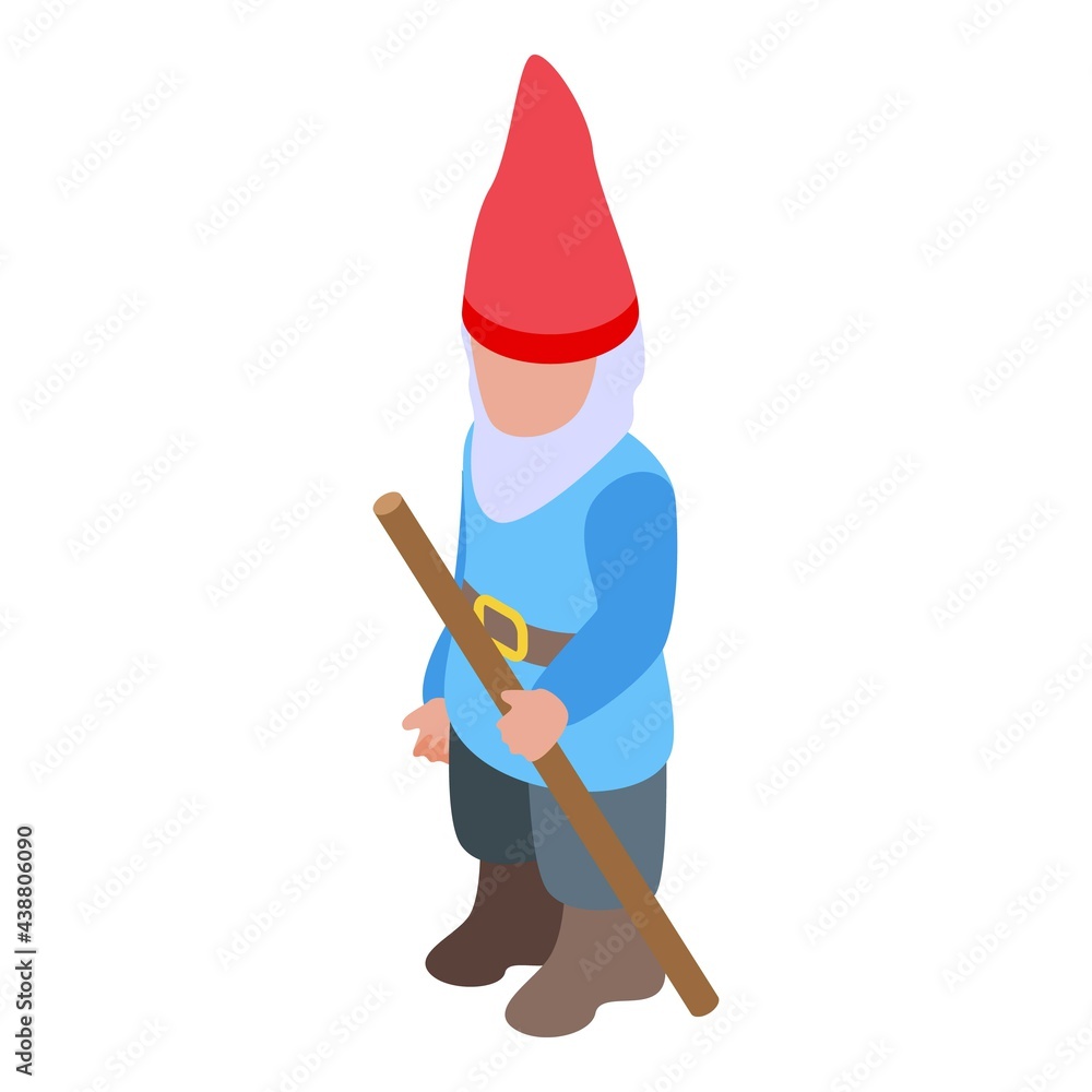 Poster red capped gnome icon. isometric of red capped gnome vector icon for web design isolated on white ba