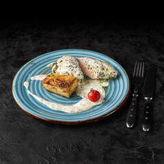 Chicken fillet with pistachios and potato casserole