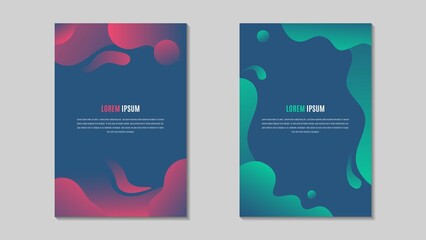 Set Of Abstract Gradient Liquid Shapes In Dark Background. Can Be Used For Cover, Banner, Web Or Wallpaper.