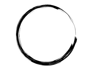 Grunge circle made of black paint.Grunge oval shape made of black ink using art brush.