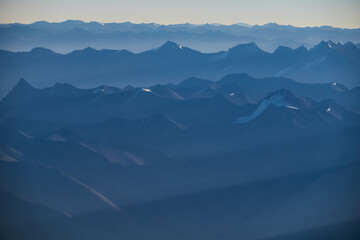 Fototapeta premium Top view mountain in the sky with light ray