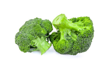 Fresh broccoli blocks isolated on white background