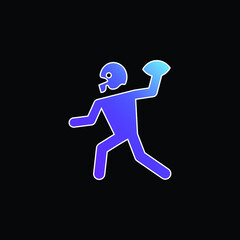 American Football Player Playing Throwing The Ball In His Hand blue gradient vector icon