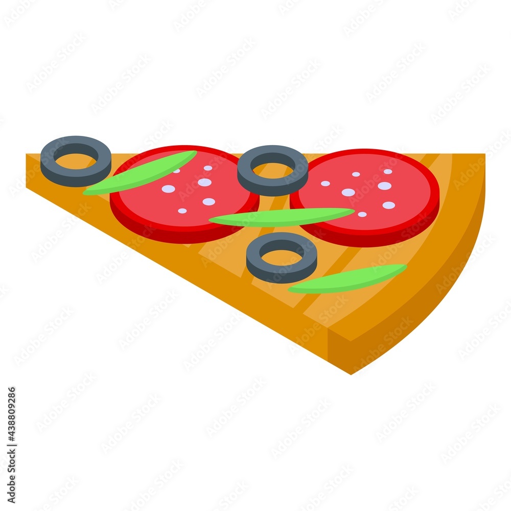 Poster slice of pizza icon. isometric of slice of pizza vector icon for web design isolated on white backgr