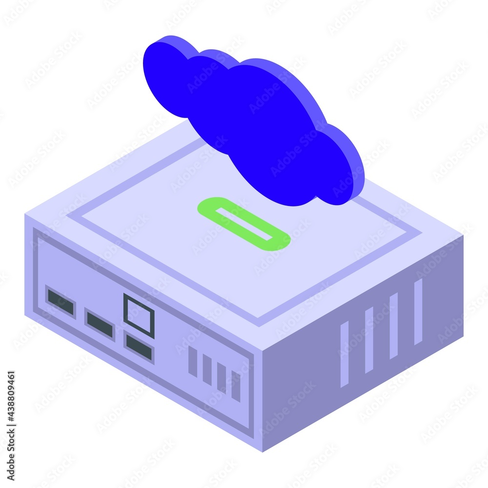 Poster modem icon. isometric of modem vector icon for web design isolated on white background