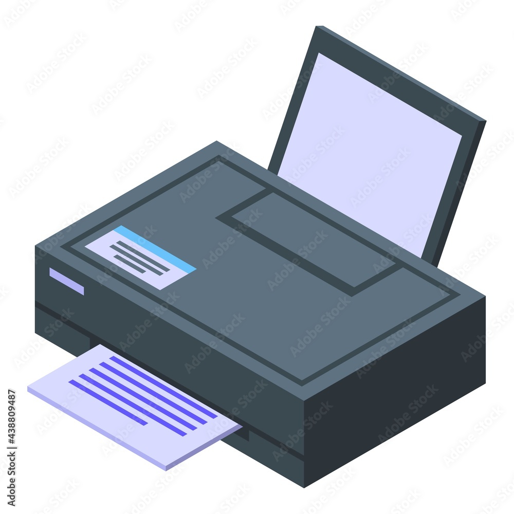 Poster printer icon. isometric of printer vector icon for web design isolated on white background