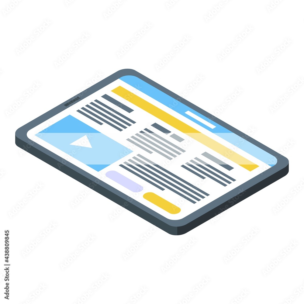 Poster tablet icon. isometric of tablet vector icon for web design isolated on white background