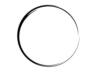 Grunge oval shape made for marking.Grunge black circle made with artistic brush.Grunge thin circle made of black paint.