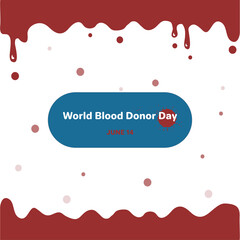 WORLD BLOOD DONOR DAY WITH RED BORDER ON WHITE BACKGROUND