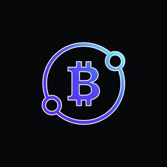 Bitcoin Sign In A Circle With Two Spots Connect Symbol blue gradient vector icon
