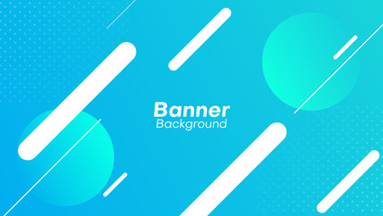 blue and white banner background with rounded shape