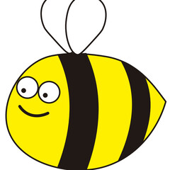 A happy little cartoon bee with little wings