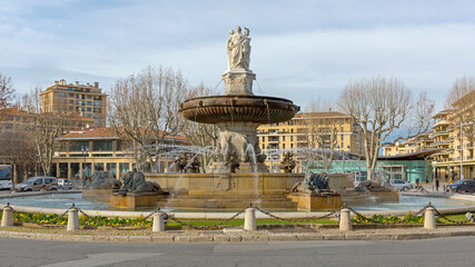 Fototapeta na wymiar Fontaine de la Rotonde in Aix France