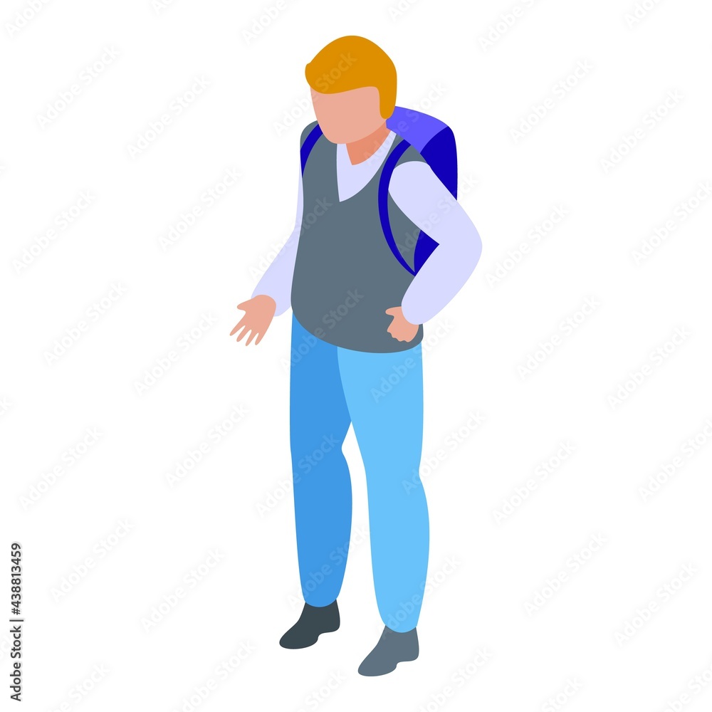 Poster education workflow schoolboy icon. isometric of education workflow schoolboy vector icon for web des