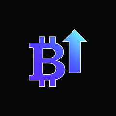 Obraz premium Bitcoin With An Up Arrow blue gradient vector icon
