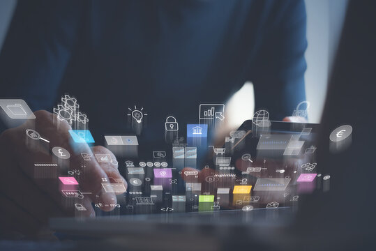 IoT, Internet of Things, online shopping, digital marketing, Global business, social network connection concept