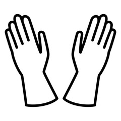 Gardening gloves, medical gloves. Protect your hands from damage and viruses. Chemical protection. Icon, vector, isolated, outline, 48x48 pixel.