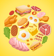 Illustration with various types of food