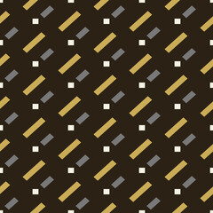 Background pattern with simple geometric elements on black background in retro style, wallpaper. Seamless pattern, texture. Vector image