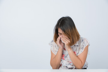 Woman faint, Asian woman is sick