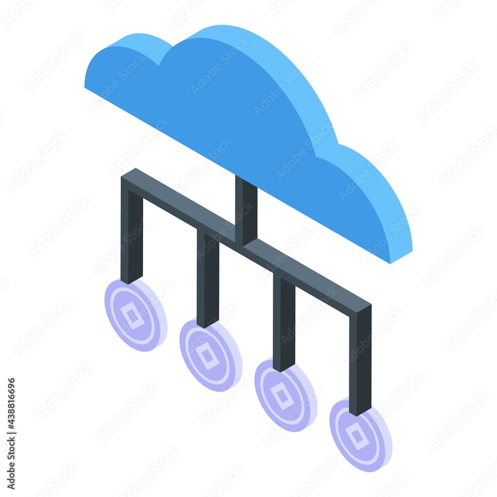 Poster block chain data cloud icon. isometric of block chain data cloud vector icon for web design isolated