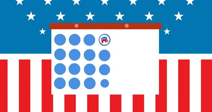 Animation of token template card and icon moving over american flag