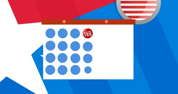Animation of token template card and voting text moving over american flag