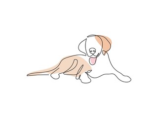 Dog illustration. One line dog. Single line labrador