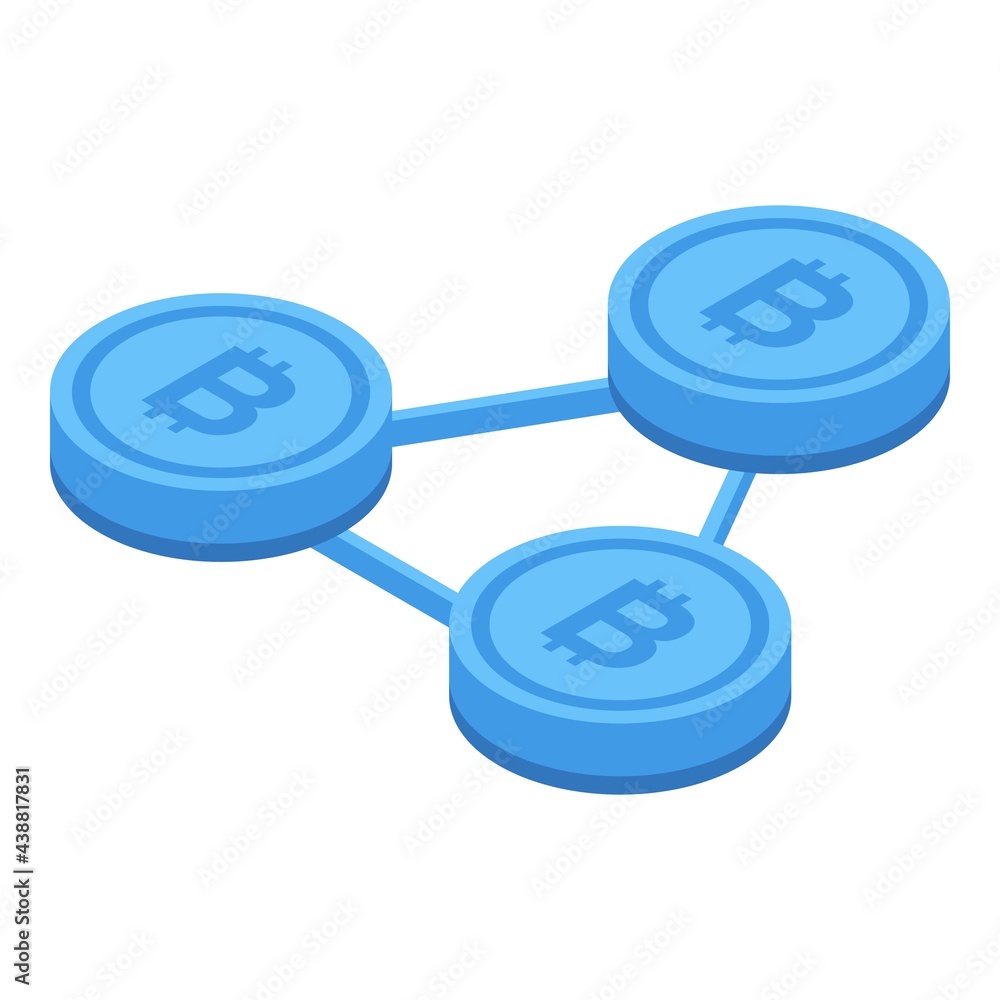 Poster block chain scheme icon. isometric of block chain scheme vector icon for web design isolated on whit