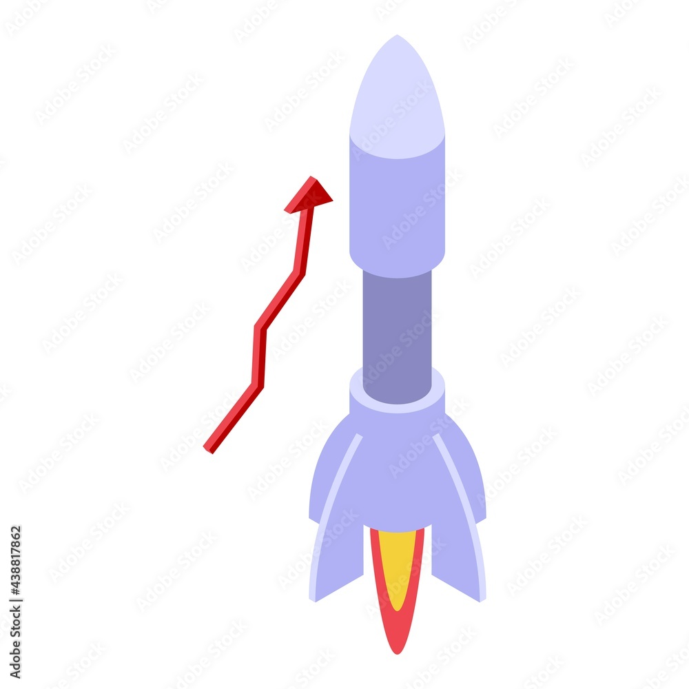 Poster bitcoin rocket icon. isometric of bitcoin rocket vector icon for web design isolated on white backgr