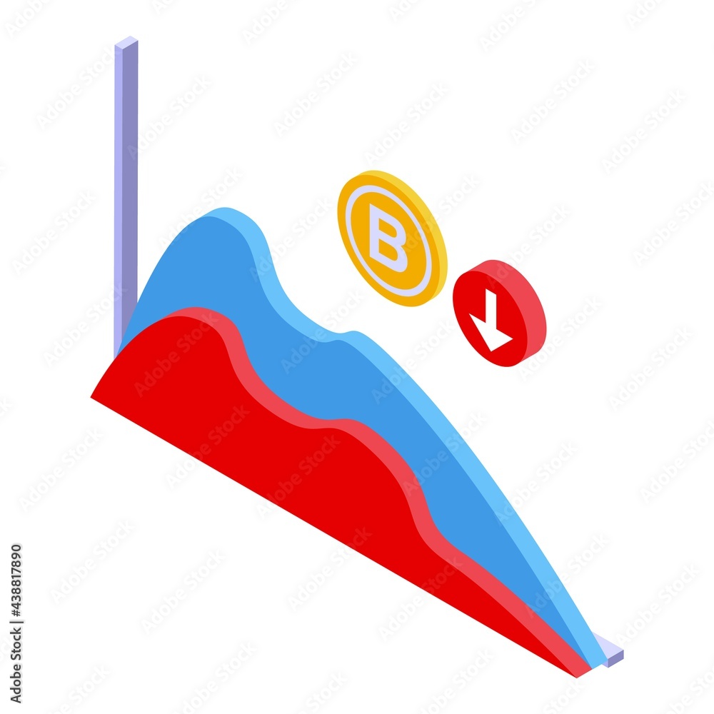 Poster bitcoin graph chart icon. isometric of bitcoin graph chart vector icon for web design isolated on wh