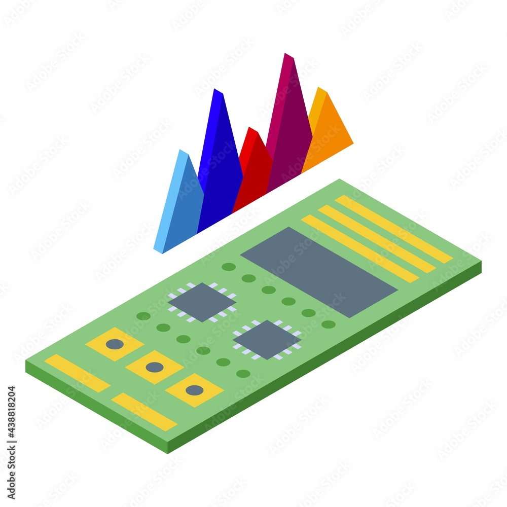 Poster bitcoin motherboard icon. isometric of bitcoin motherboard vector icon for web design isolated on wh