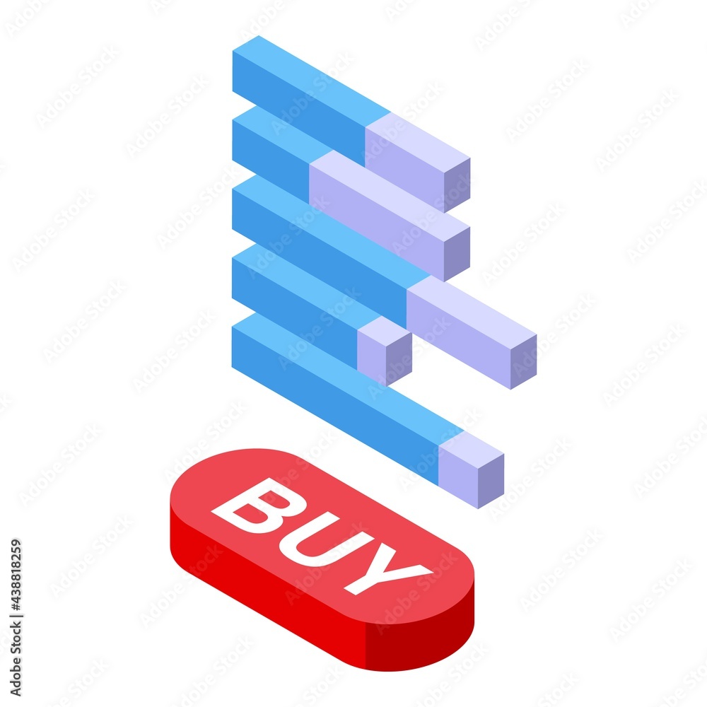 Poster bitcoin buy icon. isometric of bitcoin buy vector icon for web design isolated on white background