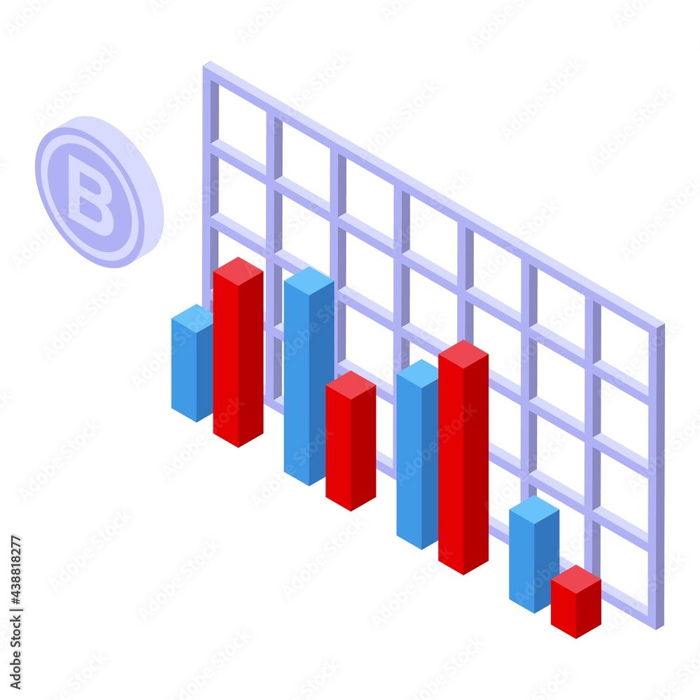 Poster bitcoin trade icon. isometric of bitcoin trade vector icon for web design isolated on white backgrou