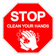 Stop Clean Your Hands Symbol Sign, Vector Illustration, Isolated On White Background Label. EPS10