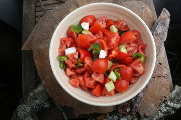 fresh tomato salad with green paprika
