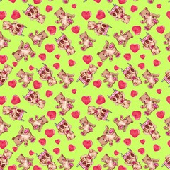 pattern love bears with hearts