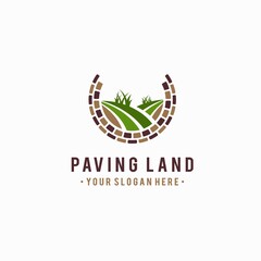 Paving land vector with landscape concept