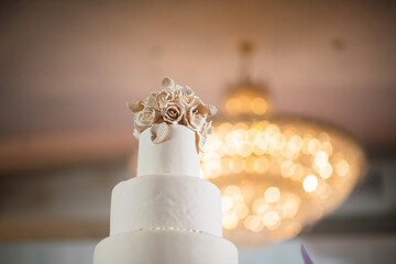 Beautiful wedding cake with blur background