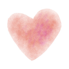 Simple watercolor isolated icon on white background. Cute red heart for decoration or design.