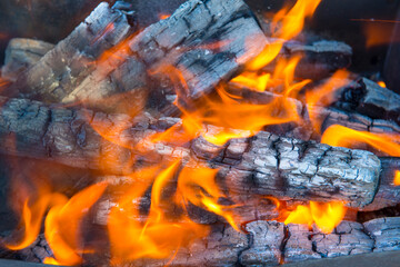 Flames on wood