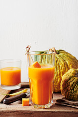 Fototapeta premium Glass of pumpkin juice.