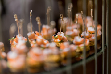 sandwich, mini canapes, buffet food, catering food party at restaurant, snacks and appetizers, mini cake, food for the event