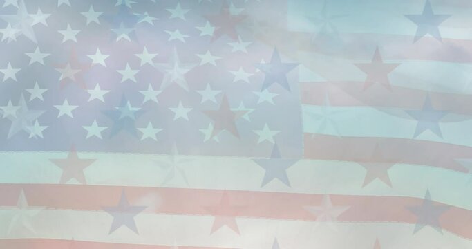 Animation of stars and stripes over american flag